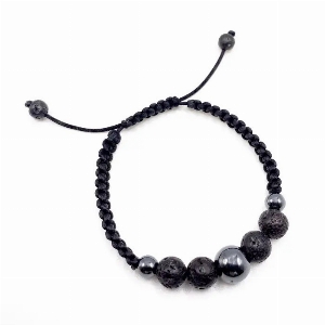 Bracelet Femme - Hématite & pierre volcanique