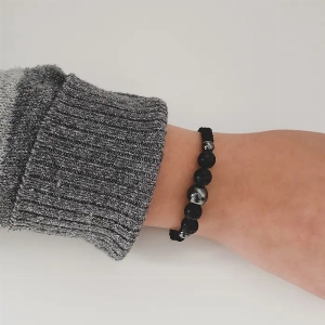 Bracelet Femme - Hématite & pierre volcanique