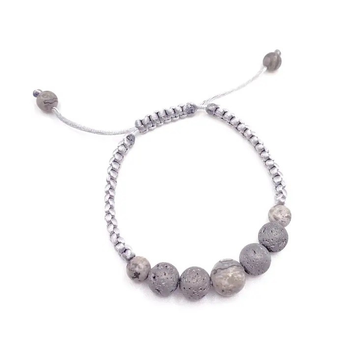 Bracelet Femme -  Argenté - Jaspe Picasso
