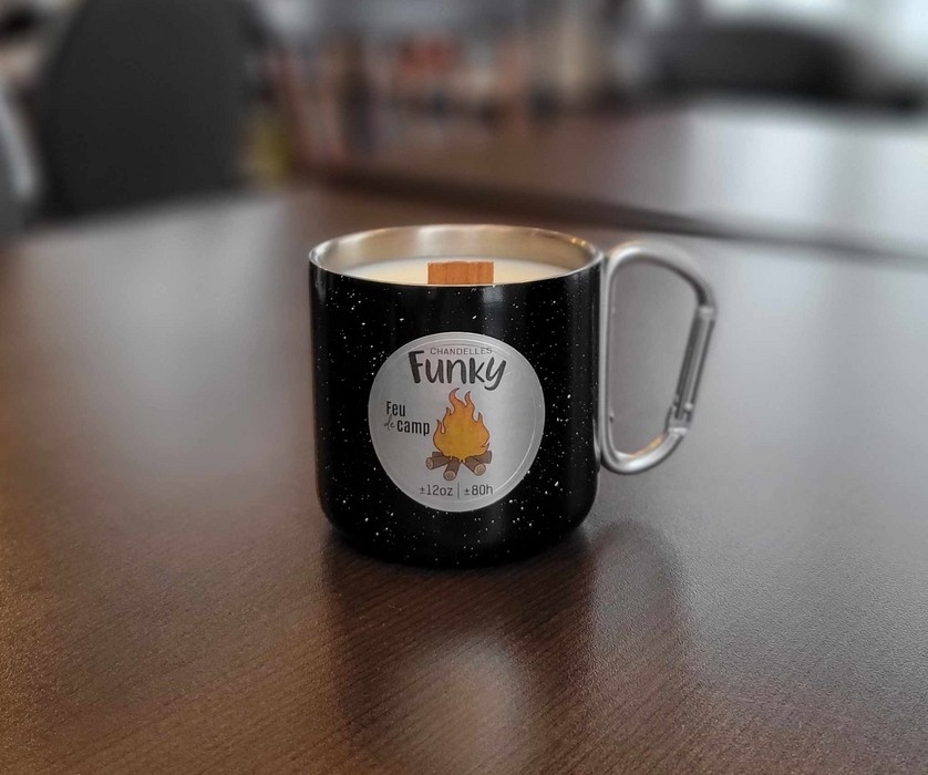 Chandelle en tasse métal - Feu de camp