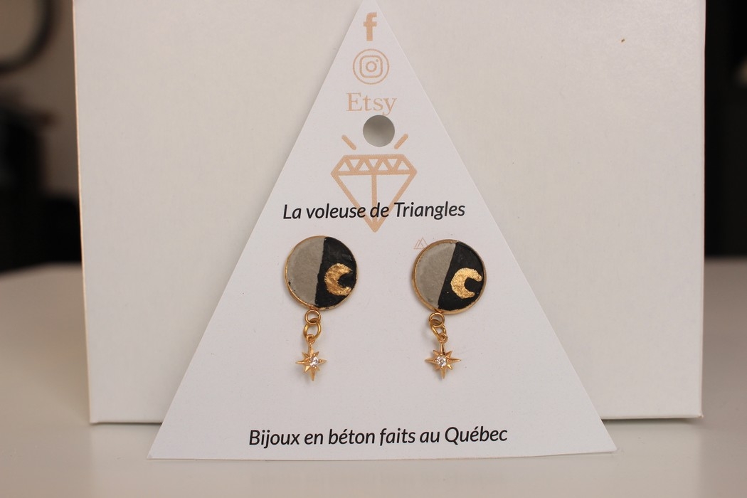 BOUCLES D'OREILLES - LUNE ÉTOILE OR