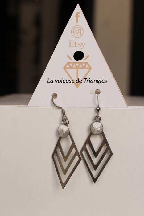BOUCLES D'OREILLES - LOSANGE ARGENT