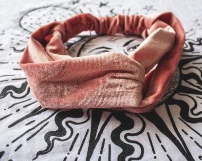 BANDEAUX VELOURS ÉLASTIQUE - ROSE