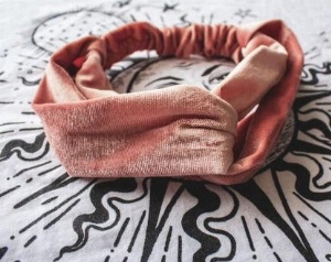 BANDEAUX VELOURS ÉLASTIQUE - ROSE