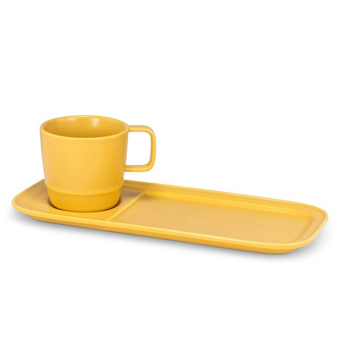 Duo tasse et assiette dessert jaune