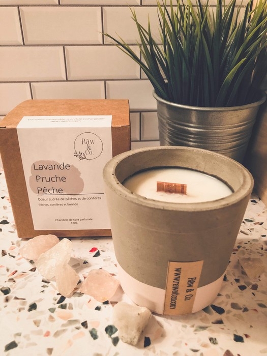 Chandelles en béton - Lavande, pruche, pêche