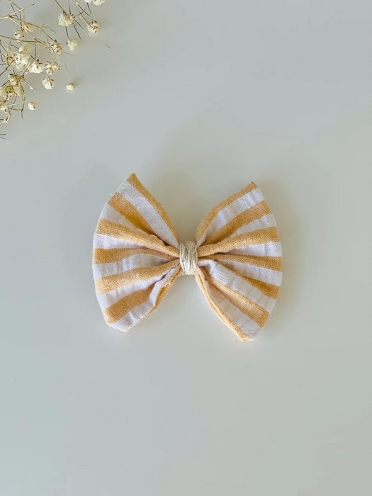 Boucle sur pincette - Ligné jaune