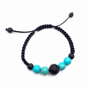 Bracelet Femme - Tuquoise & Pierre Volcanique