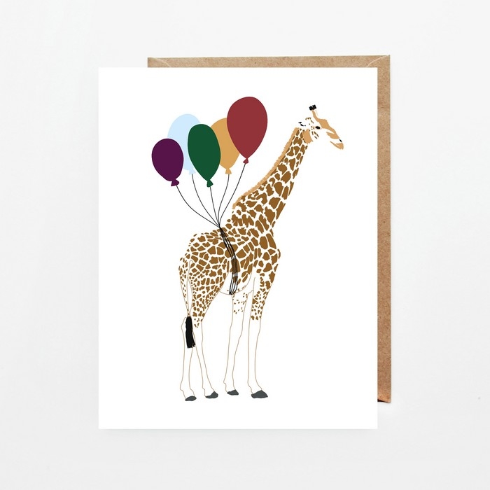 Cartes souhaits - Girafe anniversaire