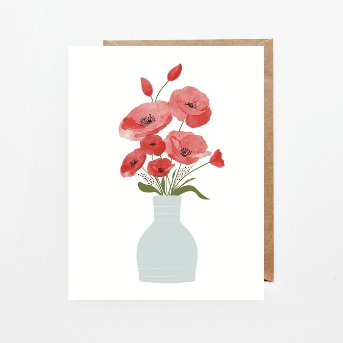 Cartes soouhaits - Fleurs Rouge