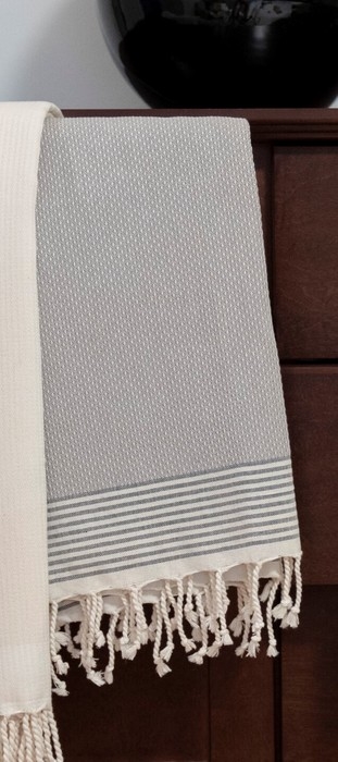 Fouta - Baige/grise picoté