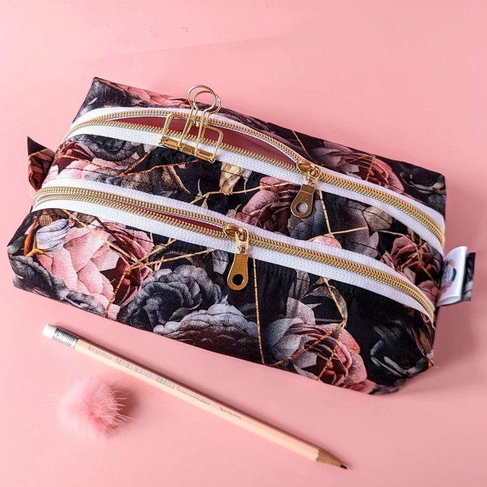 Pochette Transport 2 Zips - Geo gold rose