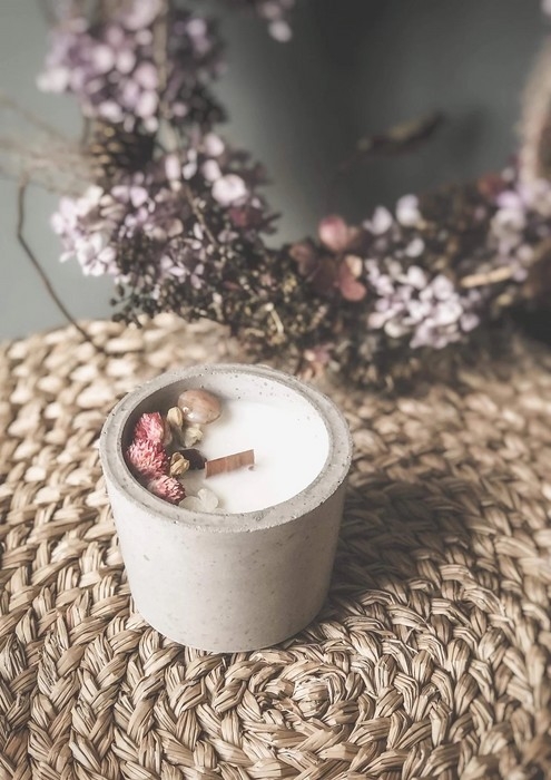Chandelle Béton - Pamplemousse, Fines Herbes 120G