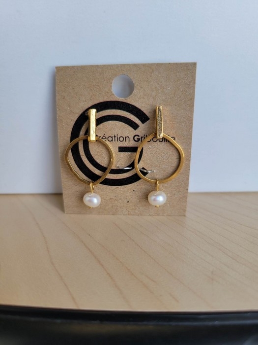 Boucles d'oreilles avec perle - or