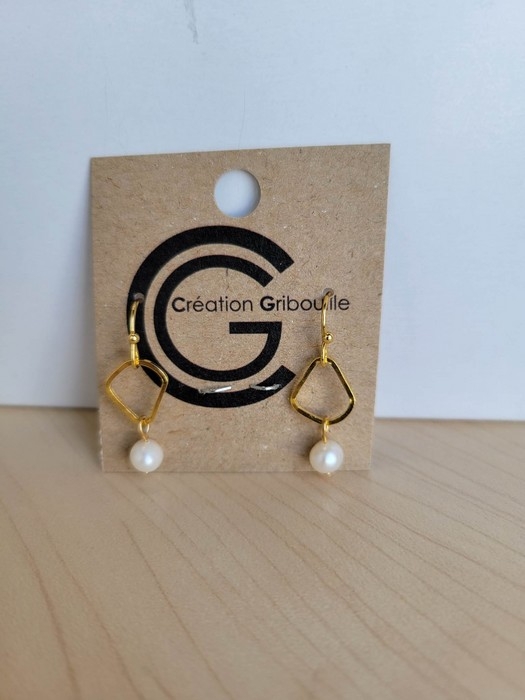 Boucles d'oreilles avec perles - or