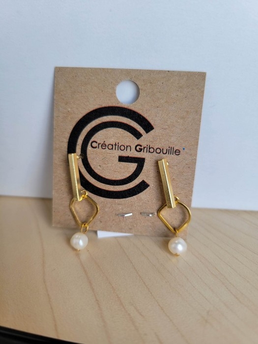 Boucles d'oreilles avec perle - or