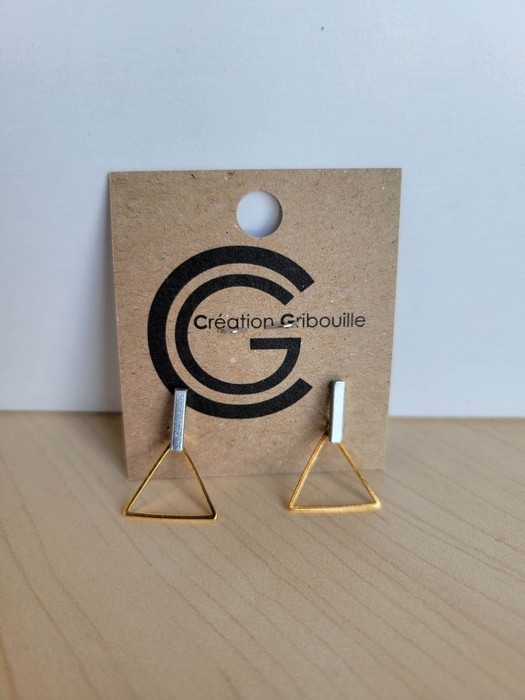 Boucles d'oreilles avec triangle - or/argent
