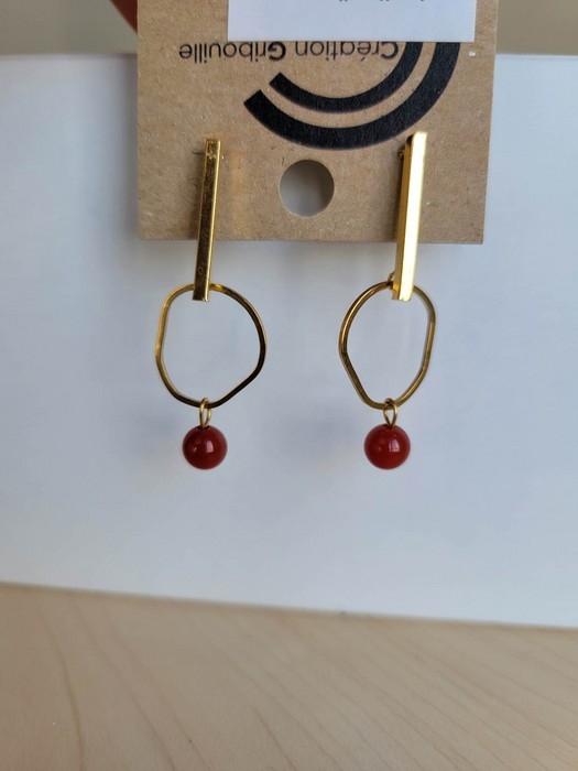 Boucles d'oreilles avec cornaline - or
