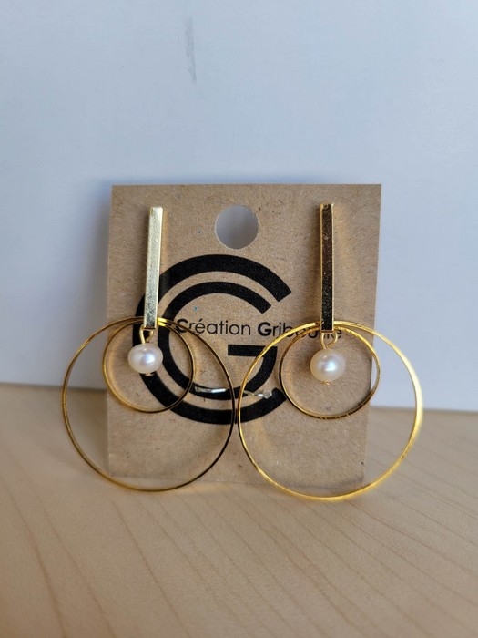 Boucles d'oreilles or - rond et perle