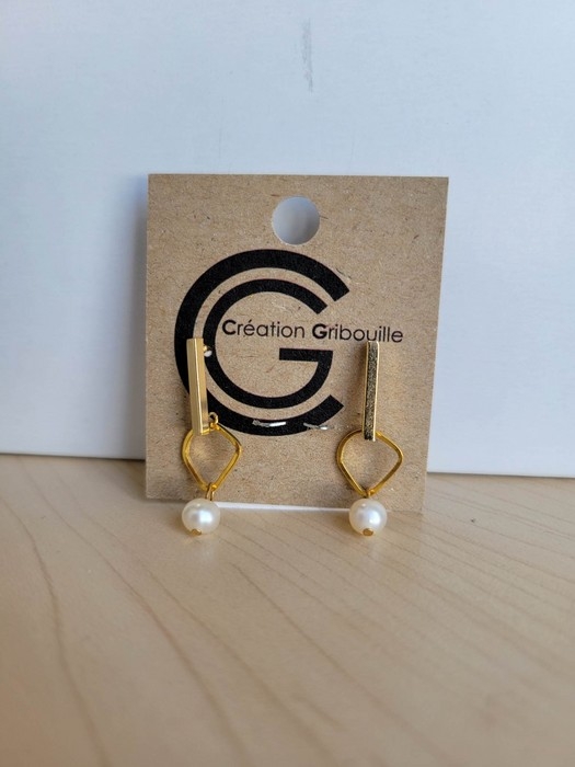 Boucles d'oreilles avec perles - or