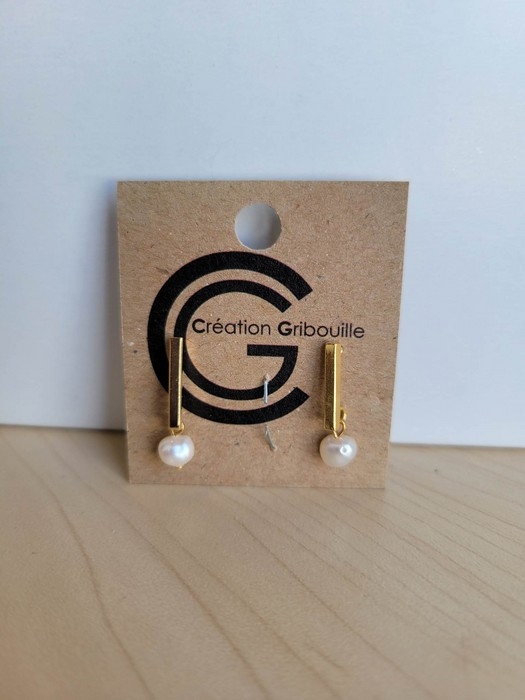 Boucles d'oreilles avec perle - or