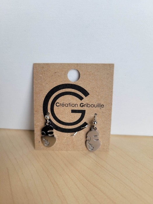 Boucles d'oreilles visage - argent
