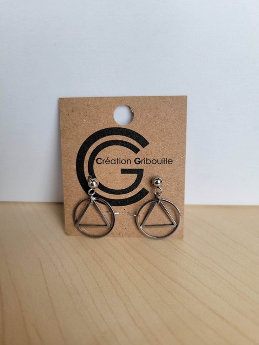 Boucles d'oreilles argent - ronde avec triangle