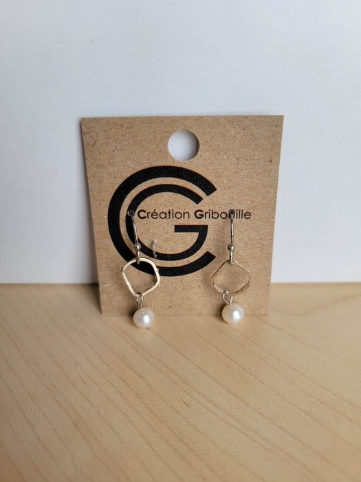 Boucles d'oreilles argent - perle et symétrique