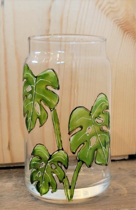 Verre format canette - Monstera