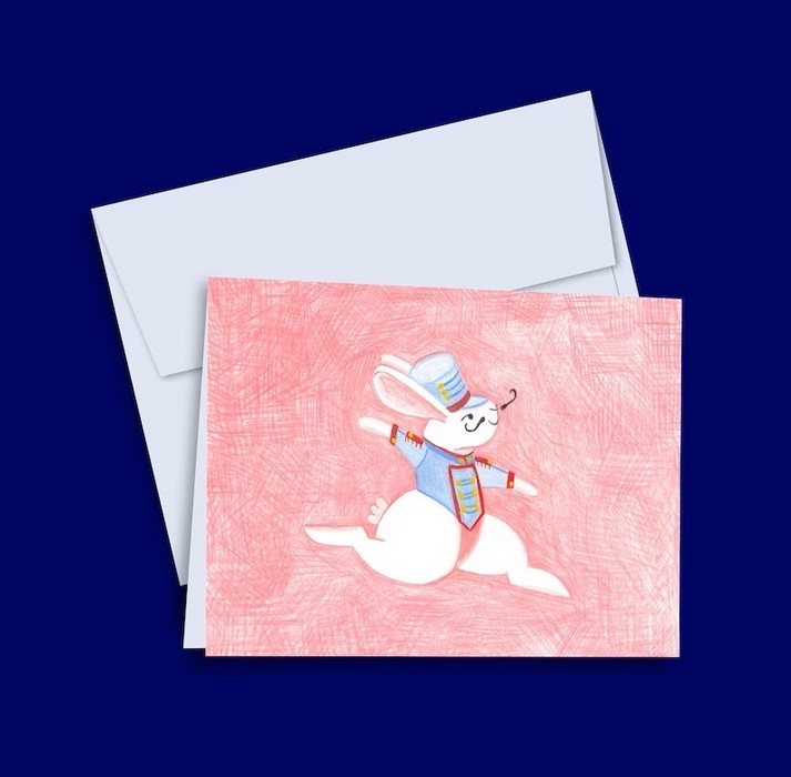 Cartes Souhaits - Lapin des fêtes