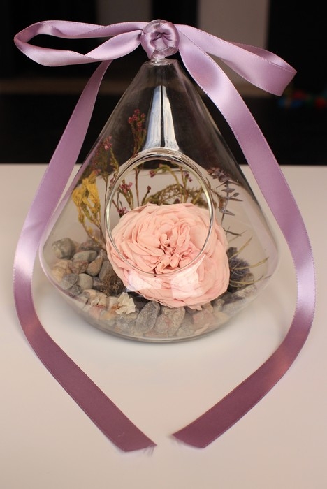 Bulle rose éternel - Ruban mauve