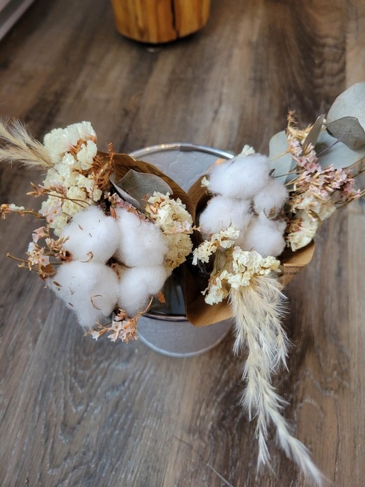 Petit bouquet fleur de coton - Blanc