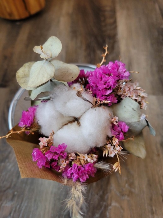 Petit bouquet fleur de coton - Rose