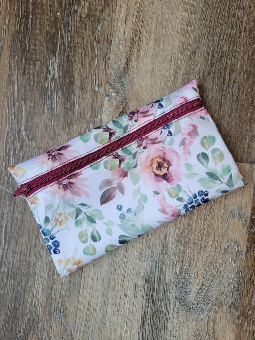 Sac réutilisable rectangle - Fleurs bourgognes