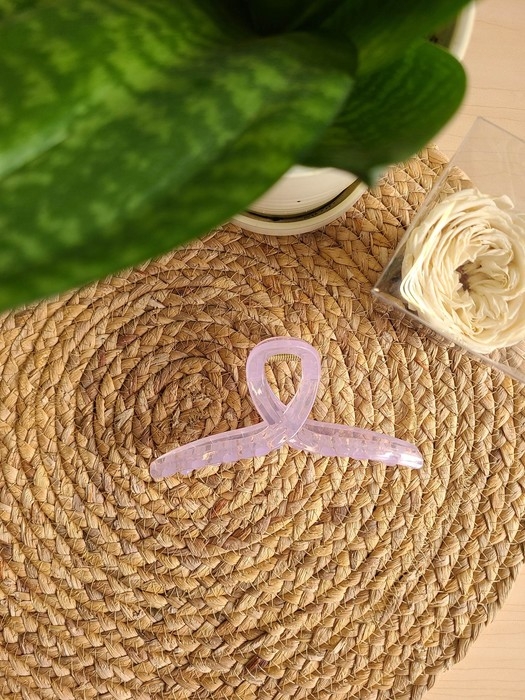 Grosse pince à cheveux - Mauve transparent