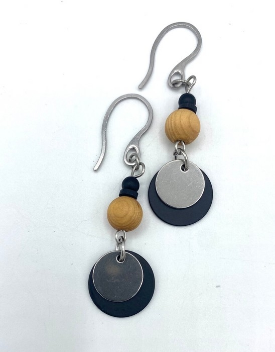 Boucle d'oreilles - J Bois de santal ( Rond plus petit )