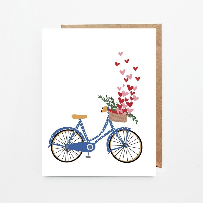 Carte de souhaits - Vélo en coeur