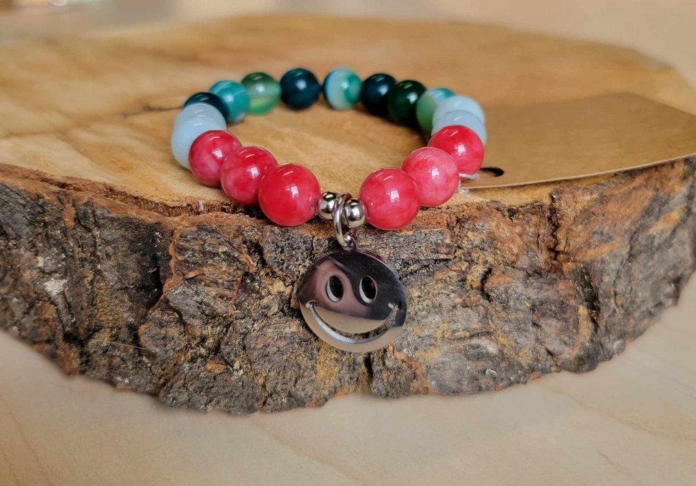 Bracelet enfant - Sourire vert et rouge