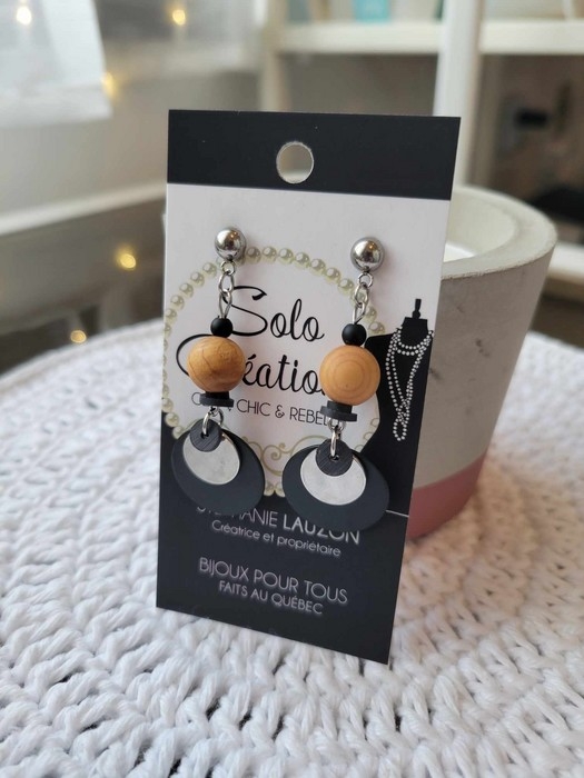 Boucles d'oreilles - Santal et laiton (gros)