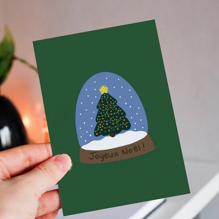 Carte de Noël - Globe de neige