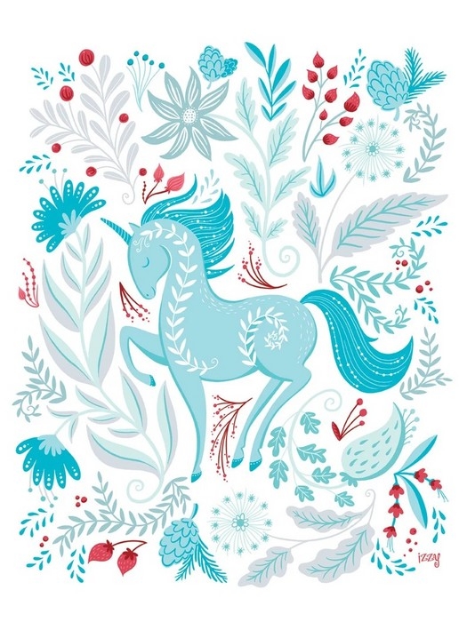 Affiche - Licorne bleu
