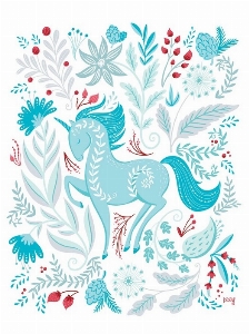 Affiche - Licorne bleu