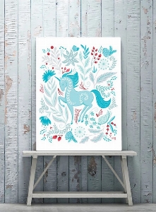 Affiche - Licorne bleu