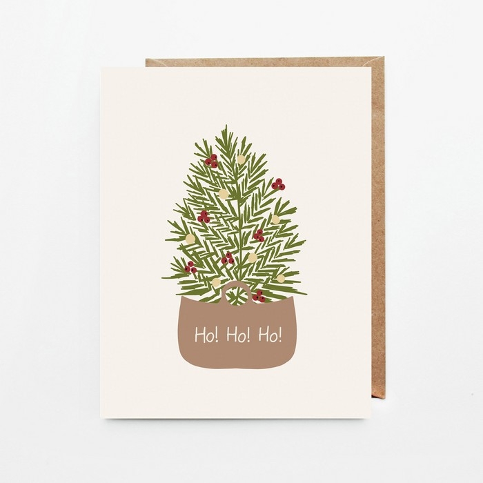 Cartes de Souhaits - Sapins dans panier Noël